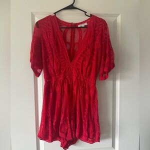 Red Lace Romper